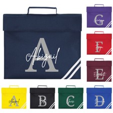 Personalised Name Book Bag Initial Custom Kids Boys Girls Reading School Bag