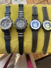 Mens Big fashion Watch Black Band with stones, some missing Face Arabic Numerals