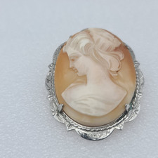 Vintage Cameo Brooch Pin Sterling Silver Anchor Hallmarked By Ward Brothers