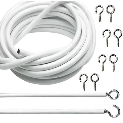 Net curtain wire - curtain, white