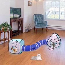 Cat Toy Tunnel Cubes Play Hide Tube with Ball Bell Playground for Pet Rabbit