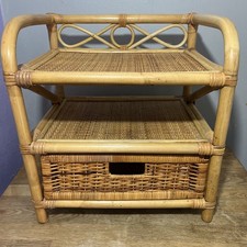 Vintage Bamboo And Rattan Bedside Table Unit  H50cm W 47cm D 38cm