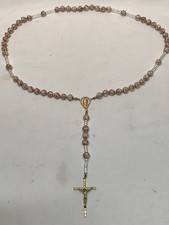 VEBIR MURANO GLASS ROSARY NECKLACE WITH RELIGIOUS CROSS CRUCIFIX