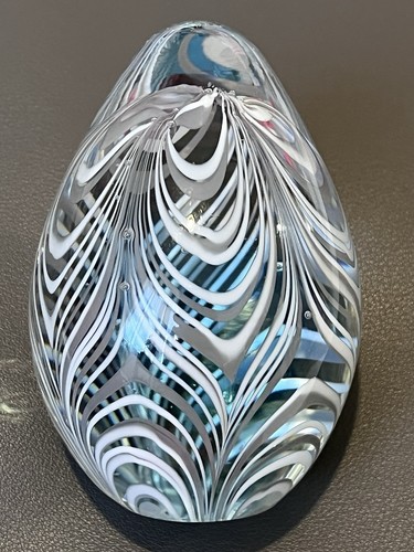 Art glass paper weight egg - art,