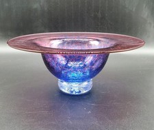 Art Glass Pedestal Bowl Stunning Mottled Oil Effect Signed A Henderson