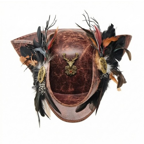 Tricorn hat with feathers - tricorn,