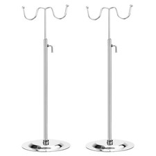 2Pcs(16.1-28.7)" Purse Display Stand, Adjustable Double Hook Handbag Rack Silver