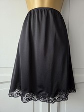 LADIES VTG KAYSER BLACK SILKY POLYAMIDE HALF SLIP SIZE 14-16 