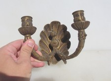 Antique Brass Wall Light Lamp Sconce Old Vintage Shell Clam Candle Holder