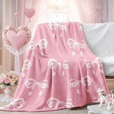Cozy Pink Bow Throw Blanket -