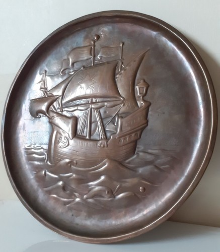 Repousse copper galleon - repousse, wall