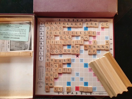 Vintage scrabble wooden tiles - vintage,