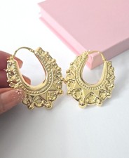 Gold gypsy style creole hoops - style,