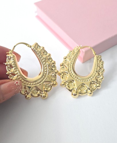Gold gypsy style creole hoops - creole,
