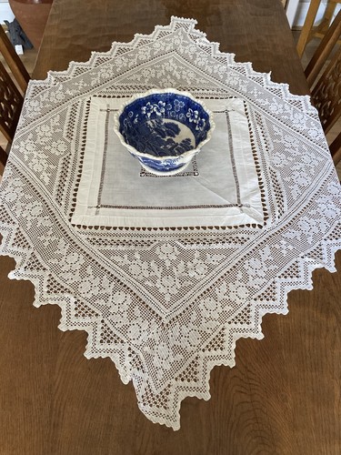 Antique linen tablecloth - antique,