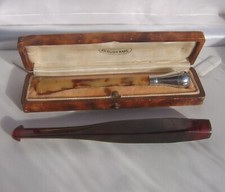 Art Deco Cased Blonde Faux Tortoishell & Cherry Amber Bakelite Cigarette Holders