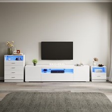 Living Room Furniture Sets High Gloss LED TV Stand Display Cabinet Chest Drawers