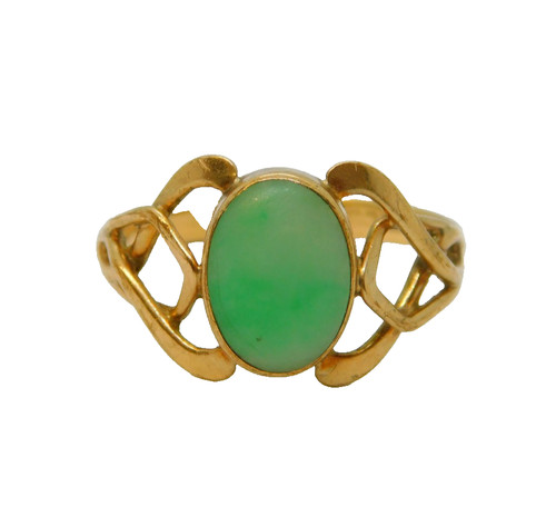9ct yellow gold green - 9ct, jade