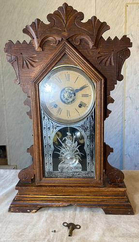Antique ansonia day carved - antique,