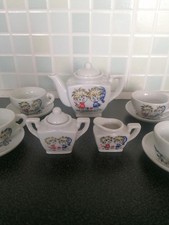 Lovely Vintage 1920 / 1939 Ceramic Childs Tea set. two girls playing. Vgc! 