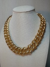 Lovely Vintage 80's Erwin Pearl Choker Necklace Gold Tone Chunky Curb Chain 41cm