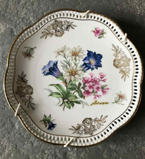 Bavaria Germany Schumann Arezberg Plate Arosa Floral Lattice Edge Gold Detail 7"