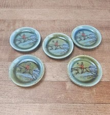 5x Wade Co Armagh Irish  Round Porcelain Mini Ashtray Hunting SCENE Horse Dog