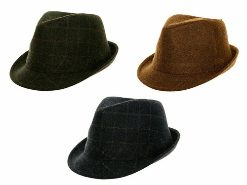 Adults tweed trilby - tweed, fedora