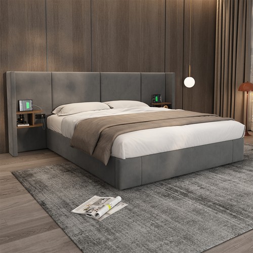 Upholstered bed frame - bed, with