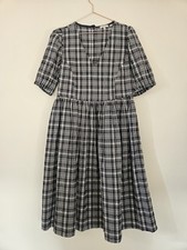 Fat Face. UK 12. Check Midi Dress. Button Detail . Navy Check. Midi Dress