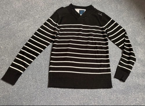 Stripy men neck jumper - stripy, v-neck