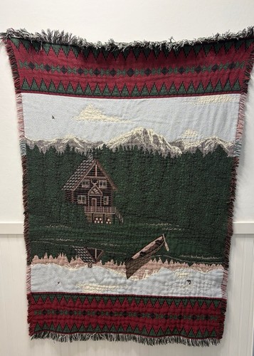 Vintage woven fringe blanket - vintage,