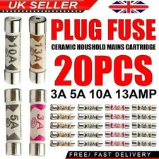 20x Mixed Domestic Fuses 3a 5a 10a 13a Plug Top Household Mains Ceramic Fuse