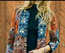ZARA Jacket Medium Cotton Colourful Patchwork Embroidered  Beaded