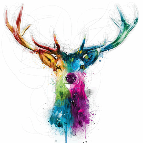 Colourful stag wall - colourful, art