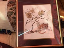 Mads Stage Dormouse Print Watercolour Framed