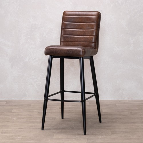 Walnut leather bar stool - walnut,