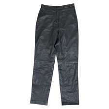 Vintage Kit Leather Trousers 80s Retro Hippie Rock Straight Black Womens Uk12