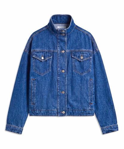 Topshop blue denim jean bomber - denim,