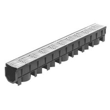 FLOPLAST FLODRAIN CHANNEL DRAIN & GALVANISED GRATE SILVER 110MM X 1M