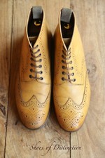 Grenson Sharp Tan Brown Leather Derby Brogue Boots Shoes Mens UK 9 G US 10 EU 43