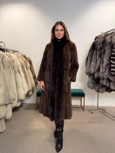Mink fur coat brown fox - coat,, brown,
