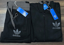 Adidas Originals Mens Full Tracksuit Hoodie & Joggers Full Zip Logo Black S-XL