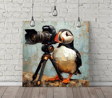 PUFFIN WITH A CAMERA -SQUARE