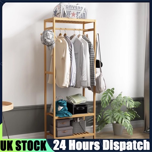 Rolling wooden clothes storage - wooden,