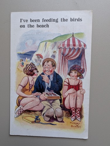 Old postcard man women - man,
