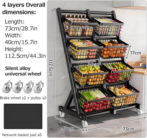 Tier metal veg - 4-tier,