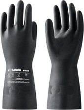 LANON Rubber Chemical Resistant Gloves, Reusable Heavy-duty Safety Work Gloves,