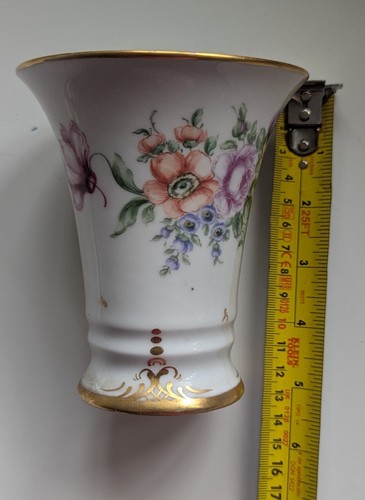 Vintage porcelain floral vase - porcelain,