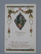 Vintage Postcard Christmas Joys embossed